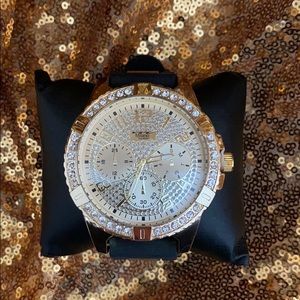 Men’s big face gold black flashy watch